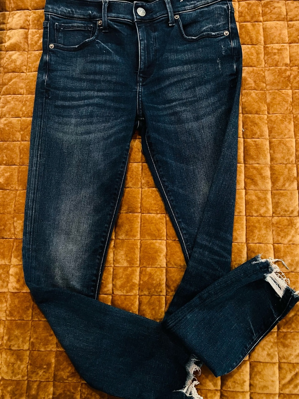 Express Women's Skinny Jeans in Dark Blue Washed Denim